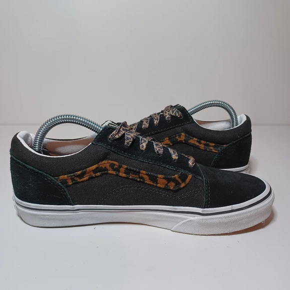 VANS OFF THE WALL OLD SKOOL GIRLS KIDS BLACK CHETAH SUEDE SKATER SHOES SIZE 5 KI - Picture 4 of 9